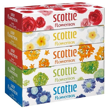 Scottie Салфетки Crecia  Flowerbox двухслойные 160 шт 5 пачек