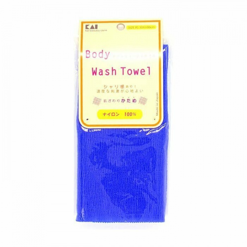 Kai-Razor Мочалка для тела Nylon Body Towel жёсткая, нейлоновая, синяя