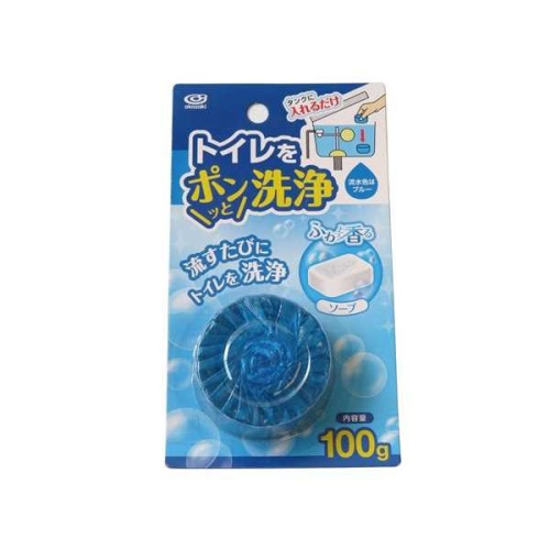 Okazaki Очищающая и дезодорирующая пенящаяся таблетка для бачка унитаза, окрашивающая воду в голубой цвет 100гр