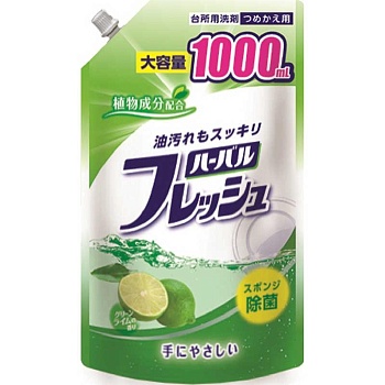 Mitsuei Средство для мытья посуды, овощей и фруктов с ароматом лайма 1000 мл (мягкая упаковка)