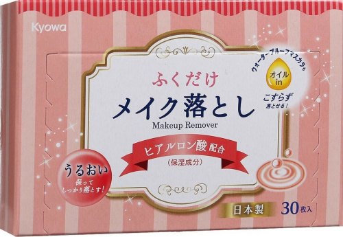 KYOWA SHIKO Влажные салфетки для снятия макияжа с гиалуроновой кислотой, 30 шт
