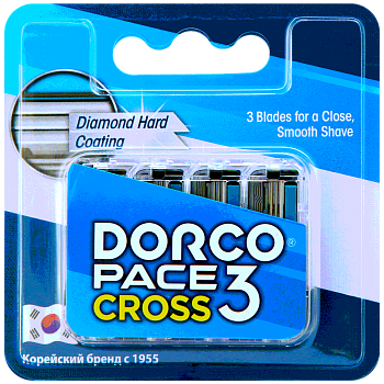 Dorco Pace CROSS 3 (4 шт.) кассеты с 3 лезвиями для станка CROSS, TRC 1040