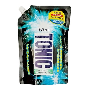 Nihon Detergent Охлаждающий шампунь 2 в 1 с кондиционером-тоником "Wins rinse in tonic shampoо" 900 г (мягкая упаковка с крышкой)