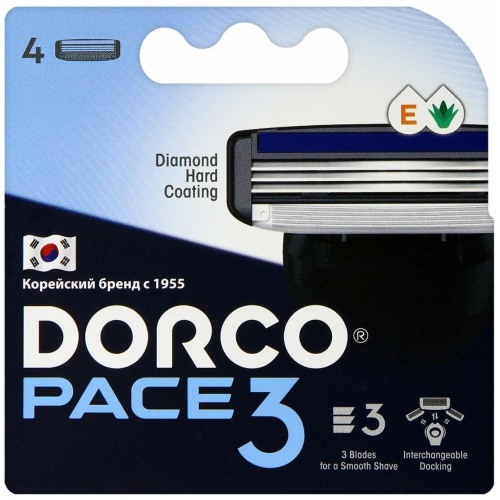Dorco PACE 3  NEW (4 шт.), кассеты с 3 лезвиями, TRA4040