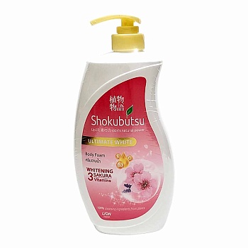 LION "Shokubutsu" Гель-пена для душа "Сакура" отбеливающий 900 мл