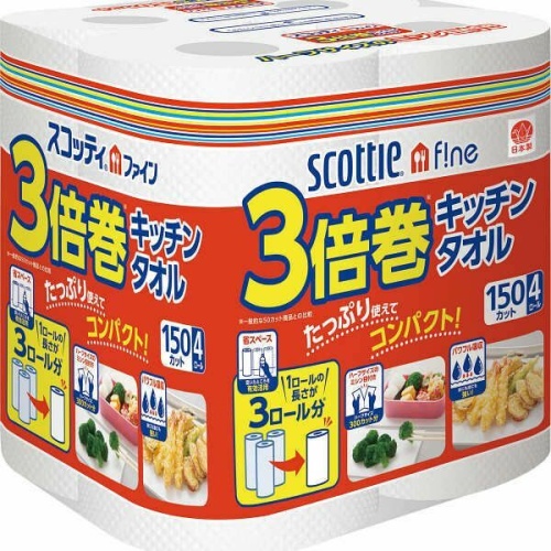 NP Бумажные полотенца для кухни повышенной плотности Crecia "Scottie f!ne" (150 листов в рулоне) х 4 рулона