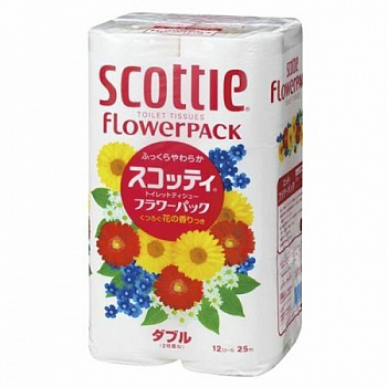 Scottie Туалетная бумага Crecia Scottie Flower двухслойная 12 рулонов (25м)