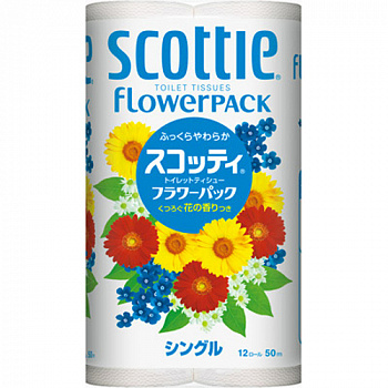 Scottie Туалетная бумага Crecia "Scottie FlowerPACK" однослойная (50м) 12 шт