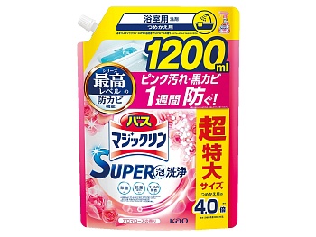 KAO Жидкость чистящая для ванны "Magiсclean" (предотвращающая образование розовой и чёрной плесени, с антибактериальным эффектом, аромат розы), мягкая упаковка с крышкой 1200 мл