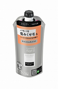 KAO Шампунь "Essential Flat" для придания гладкости сухим и повреждённым кучерявым волосам "Максимальное увлажнение" (мягкая упаковка с крышкой) 340 мл