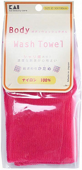 Kai-Razor мочалка для тела "Body Wash Towel", жесткая, цвет: ярко-розовый