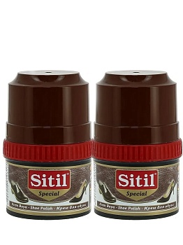 Набор Крем-блеск для обуви Sitil Shoe Polish темно-коричневый 60мл 2шт