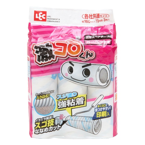 LEC Оcоболипкий сменный ролик для чистки ковров 3шт*70листов