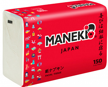Maneki Салфетки бумажные RED 2 слоя белые 150 шт