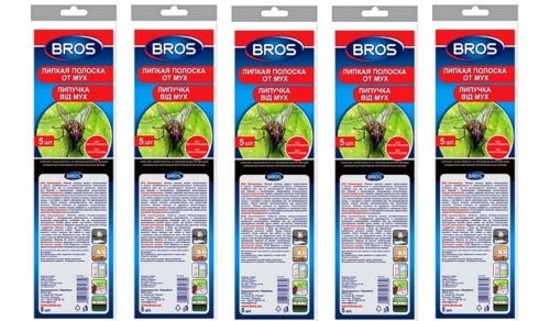 BROS Лента от мух  плоская, 5шт, 5 упаковок