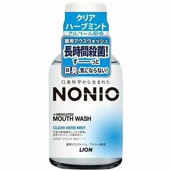 Lion Ежедневный зубной ополаскиватель "Nonio" с длительной защитой от неприятного запаха (аромат трав и мяты) 80 мл
