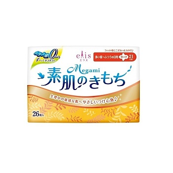 Daio Гигиенические прокладки для чувствительной кожи Elis Megami, с крылышками, 21 см, 26 шт