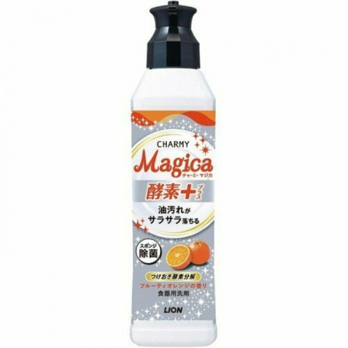Lion Charmy Magica+ Средство для мытья посуды концентрированное, аромат фруктово-апельсиновый, 220 мл.