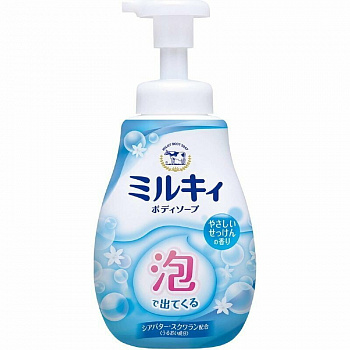 COW Увлажняющее жидкое мыло-пенка для тела с ароматом цветочного мыла Milky Body Soap 600 мл дозатор