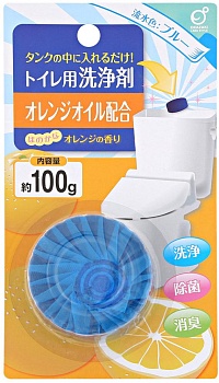 Okazaki Очищающая и дезодорирующая таблетка для бачка унитаза, окрашивающая воду в голубой цвет (с ароматом апельсина) 100гр
