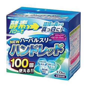 Mitsuei "Herbal Three" "100 стирок" Стиральный порошок (суперконцентрат) с дезодорирующими компонентами, отбеливателем и ферментами (аромат белого мускуса) 1 кг