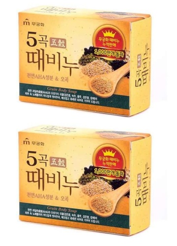 Набор Mukunghwa Отшелушивающее и питающее мыло для тела с 5 злаками "Grain Body Soap" 100гр 2шт