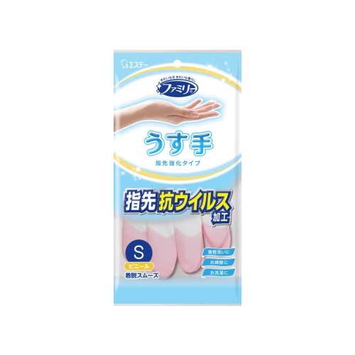 ST Виниловые перчатки “Family” (тонкие, без внутреннего покрытия, с уплотнением на кончиках пальцев) бело-розовые РАЗМЕР S, 1 пара