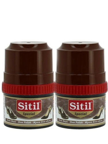 Набор Крем-блеск для обуви Sitil Shoe Polish темно-коричневый 60мл 2шт