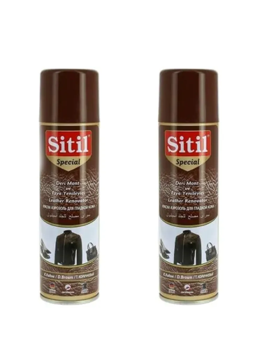 Набор Краска восстановитель для гладкой кожи Sitil Leather Renovator Spr. темно-коричневый, 250 мл 2шт