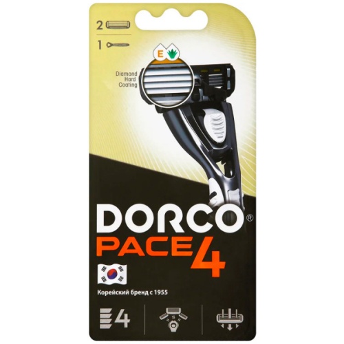 DORCO PACE 4  NEW (станок + 2 кассеты), система с 4 лезвиями, FRA1002