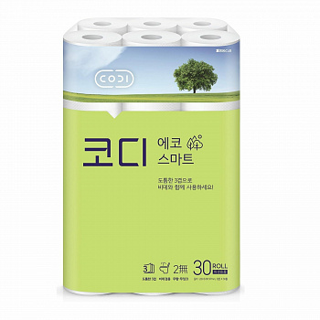 SsangYong Мягкая туалетная бумага Codi Eco Smart  трехслойная, с тиснёным рисунком, 22 м, 30 рулонов