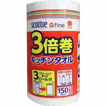 Scottie Бумажные полотенца для кухни повышенной плотности Crecia "Scottie f!ne" (150 листов в рулоне) х 1 рулон