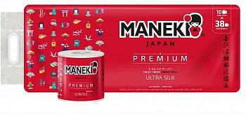 Maneki Туалетная Бумага RED, 3 слоя, 30 м, гладкая, без аромата, 10 рулонов.