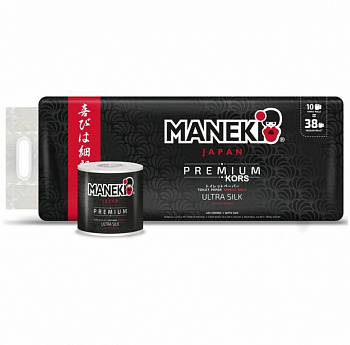Maneki Бумага туалетная B&W 3 слоя 30 м гладкая с ароматом жасмина 10 рулонов