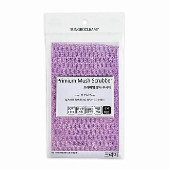 Sungbo Cleamy Мочалка-сетка "Premium Mesh Scrubber" для мытья посуды и кухонных поверхностей с ворсистой полиэстеровой нитью (жесткая) (25 х 20 см) х 1 шт