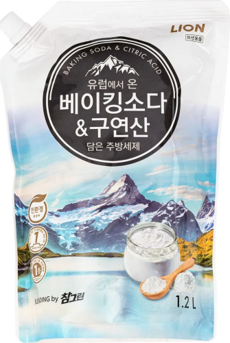 LION Средство для мытья посуды, фруктов, овощей "CHG Пищевая сода & Лимонная кислота" 1200 г