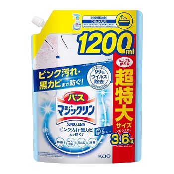 KAO Жидкость чистящая для ванны "Magiсclean" (предотвращающая образование розовой и чёрной плесени, с антибактериальным эффектом) 1200 мл, мягкая упаковка с крышкой