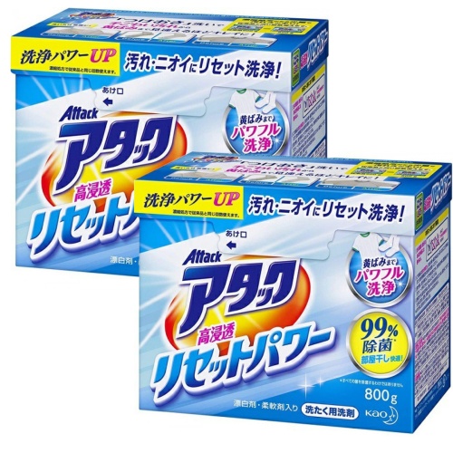 НАБОР KAO Attack Multi-Action Стиральный порошок концентрированный, универсальный с активным кислородом и кондиционером 800 г 2шт