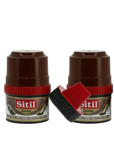 Набор Крем-блеск для обуви Sitil Shoe Polish темно-коричневый 200мл 2шт