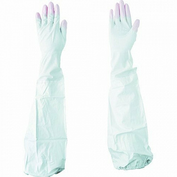 ST Винил. перчатки Family удлинённые, тонкие, уплотненные на кончиках пальцев, M бело-роз. 1 пара