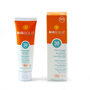 BioSolis Натуральный солнцезащитный крем для лица для чувствительной кожи SPF 30 50 мл